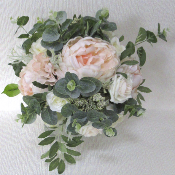 Peach Blush Peony & Rose Rustic Style Wedding Bouquet